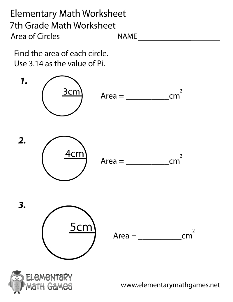 Free Printable Area Of Circles Worksheet For Seventh Grade - Free Printable 7Th Grade Math Worksheets