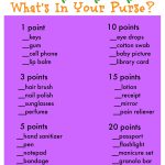 Free Printable Baby Shower Game Called What's In Your Purse? So Fun   Free Printable What's In Your Purse Game