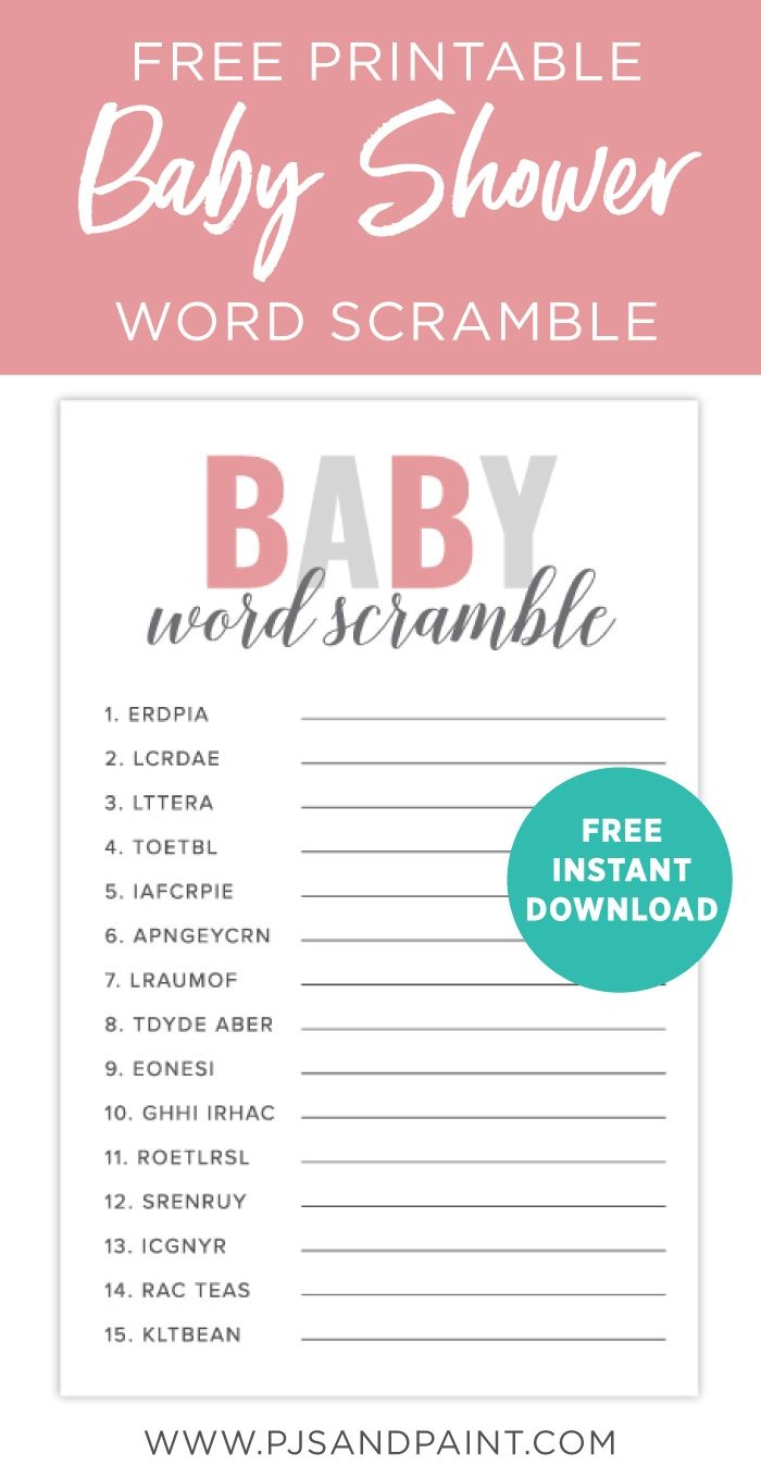 Free Printable Baby Shower Games. Download Fun Printable Baby Shower - Free Printable Baby Shower Word Scramble
