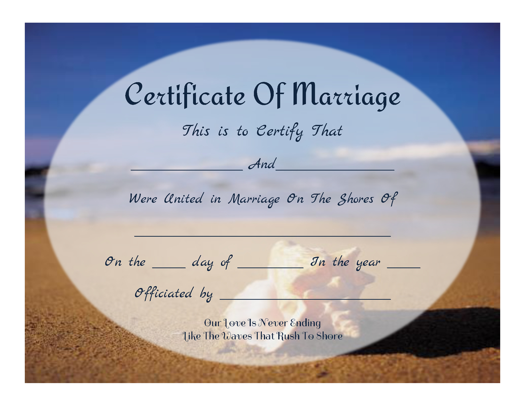 Free Printable - Beachy Keepsake Marriage Certificate | All Things - Free Printable Keepsake Marriage Certificates