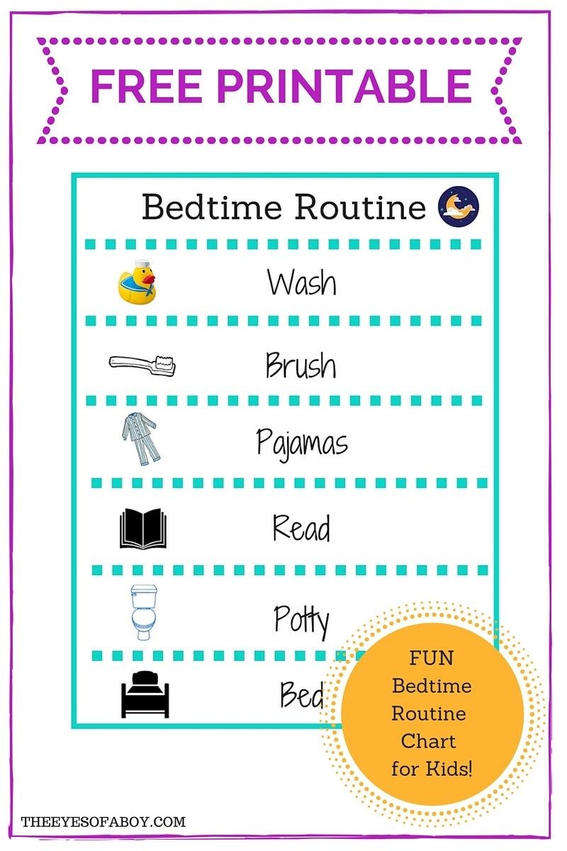 Free Printable Bedtime Routine Chart For Little Kids And Toddlers - Free Printable Bedtime Routine Chart