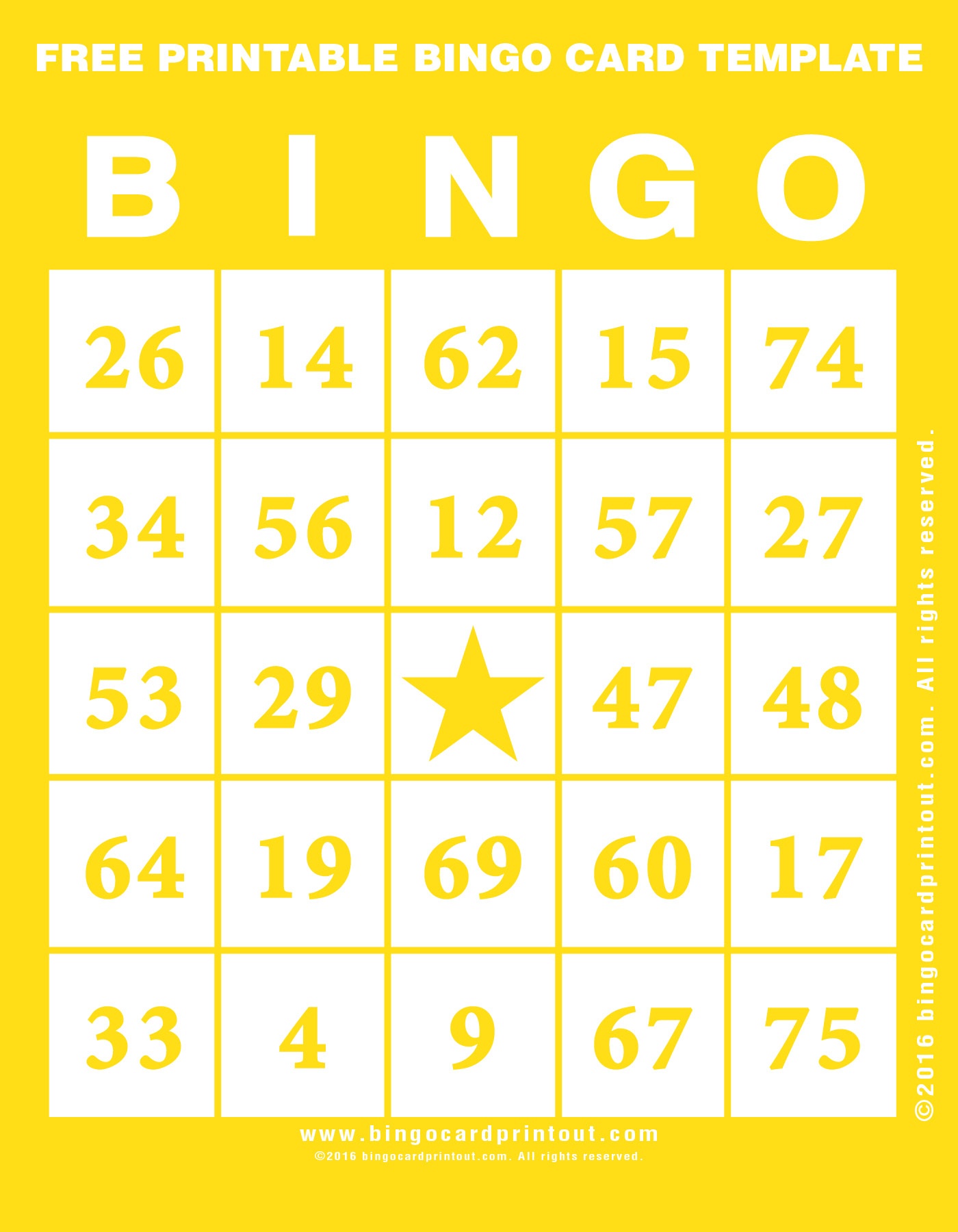 Free Printable Bingo Card Template - Bingocardprintout - Free Printable Bingo Cards