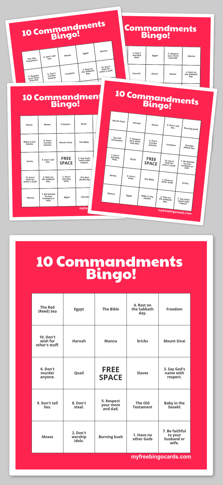 Free Printable Bingo Cards | The 10 Commandments | Sunday School - Bible Bingo Free Printables