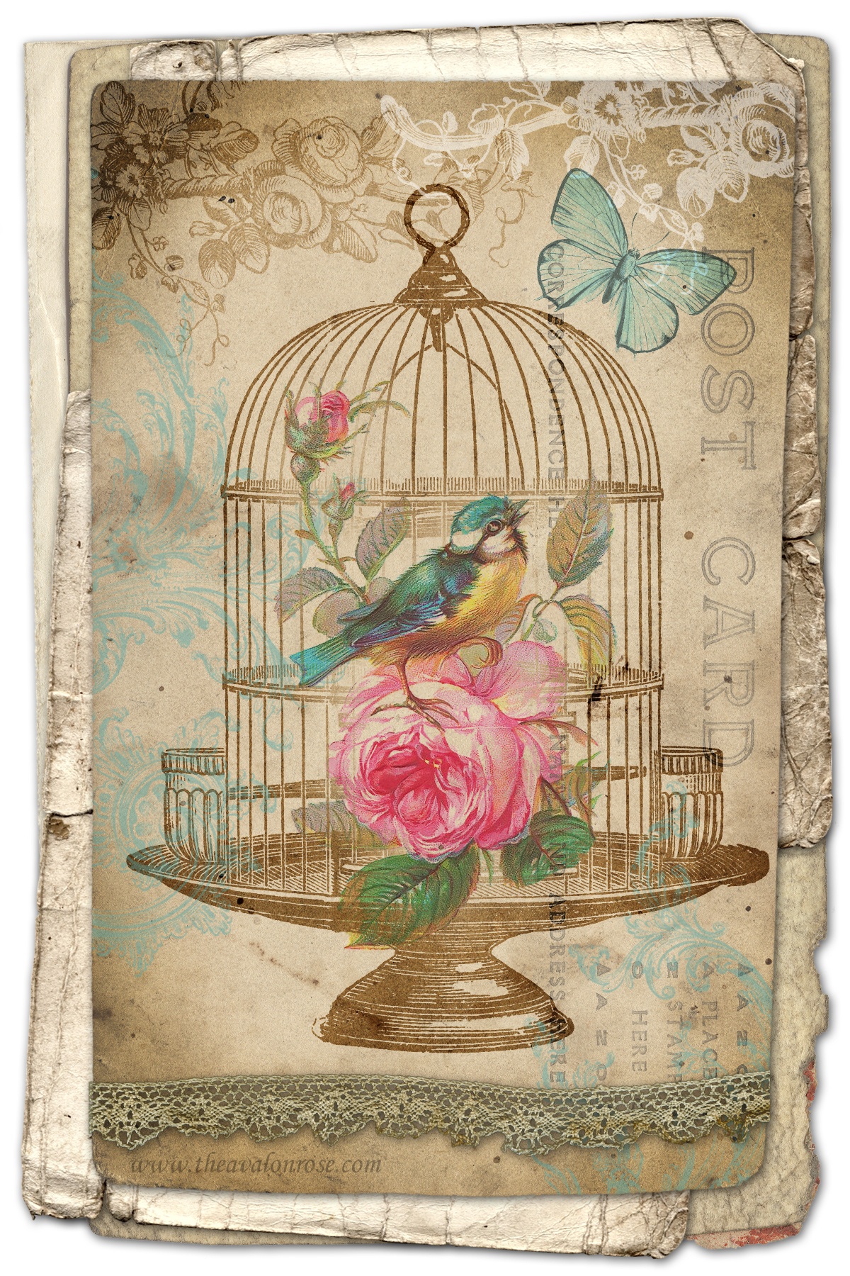 Free Printable Birdcage Art Card – Avalon Rose Design - Free Vintage Printables