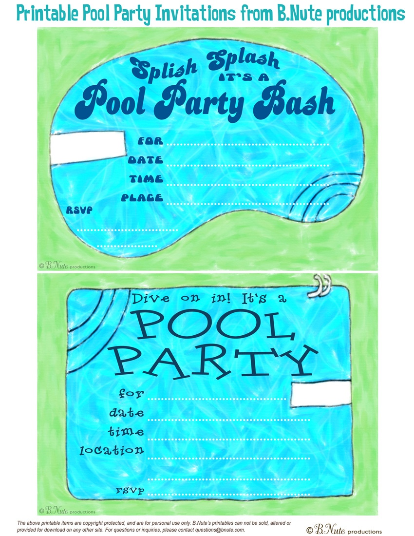 Free Printable Birthday Pool Party Invitations — Birthday Invitation - Free Printable Pool Party Invitation Cards