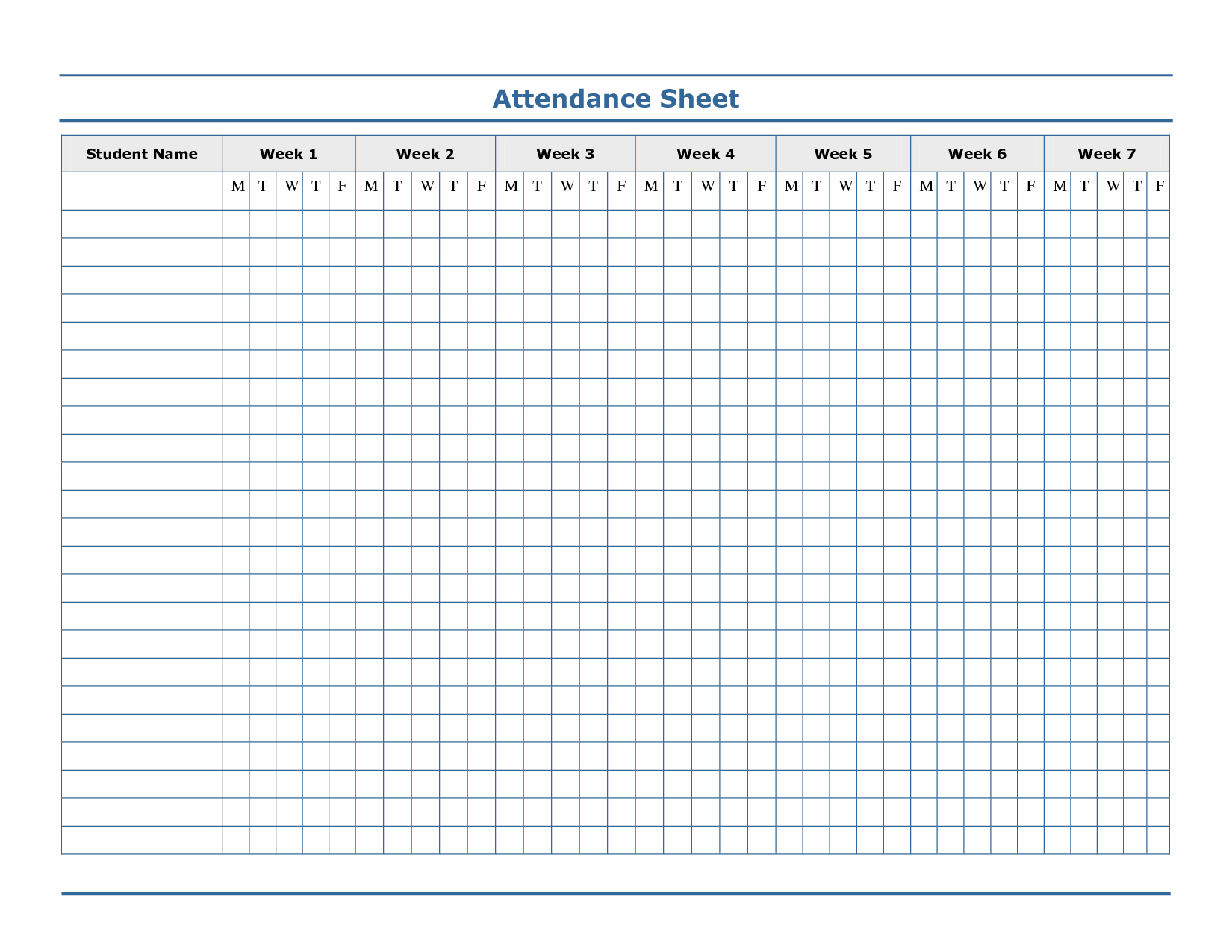 Printable Simple Attendance Sheet Printable World Holiday