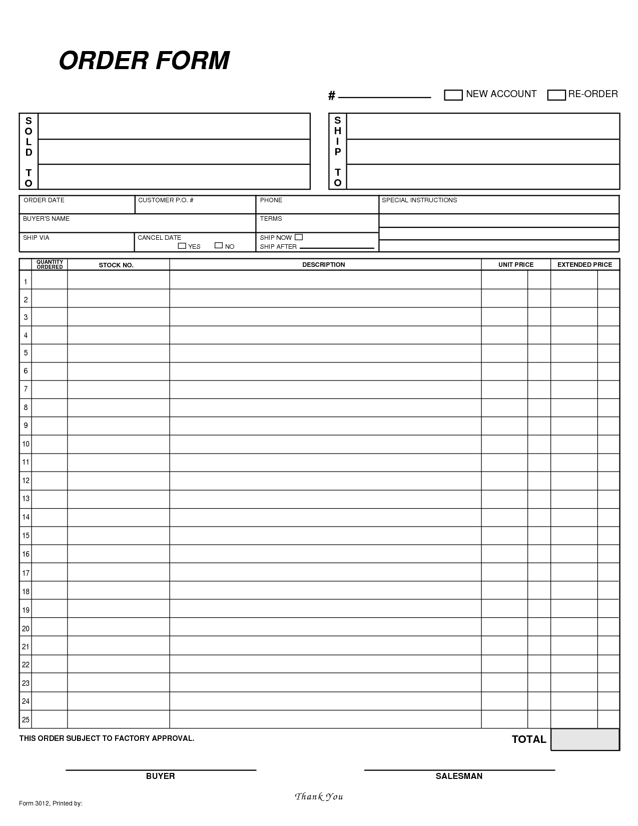 Free Printable Blank Order Forms - Demir.iso-Consulting.co - Free Printable Forms