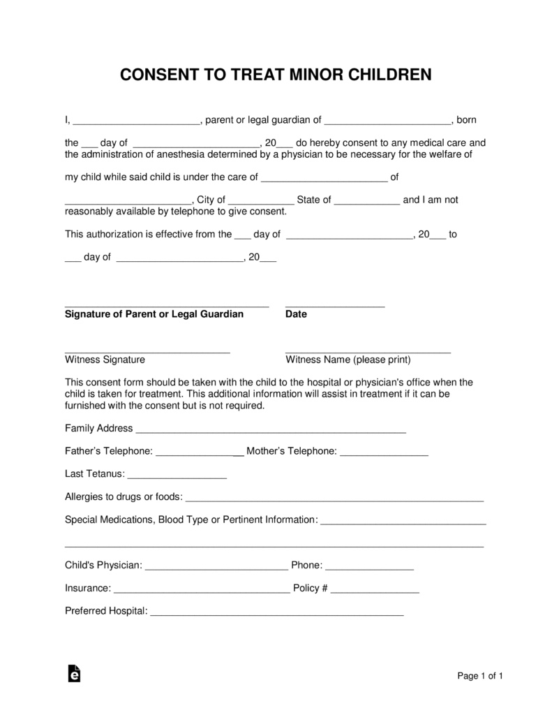 Free Printable Child Medical Consent Form - Demir.iso-Consulting.co - Free Printable Medical Forms