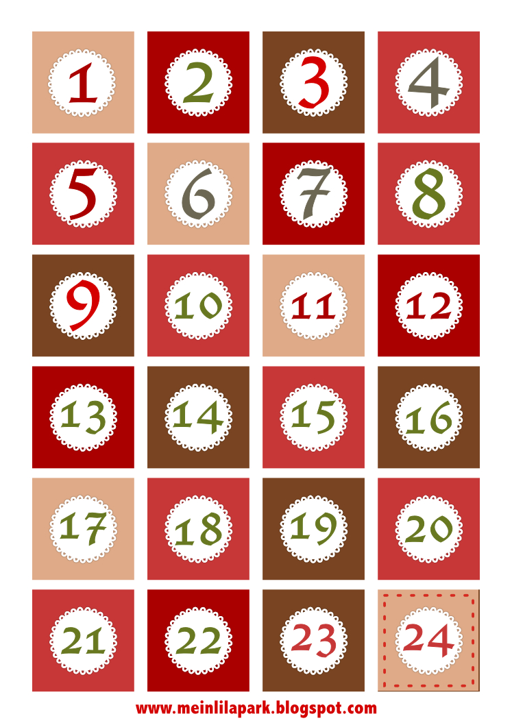 Free Printable Christmas Advent Calendar Numbers And Borders - Free Printable Advent Numbers