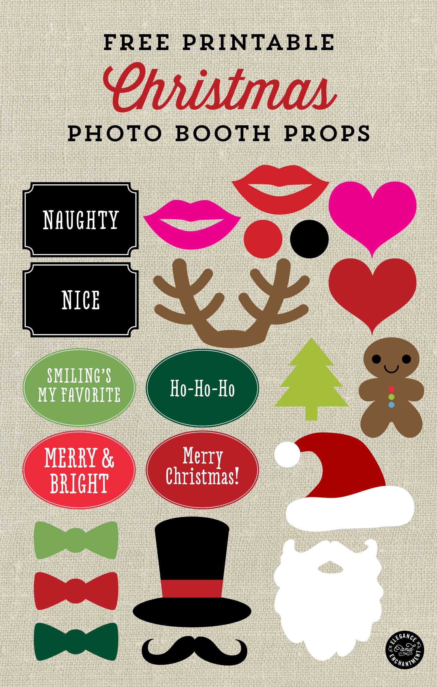 Free Printable Christmas Photo Booth Props And Signs From Elegance - Free Printable Christmas Party Signs