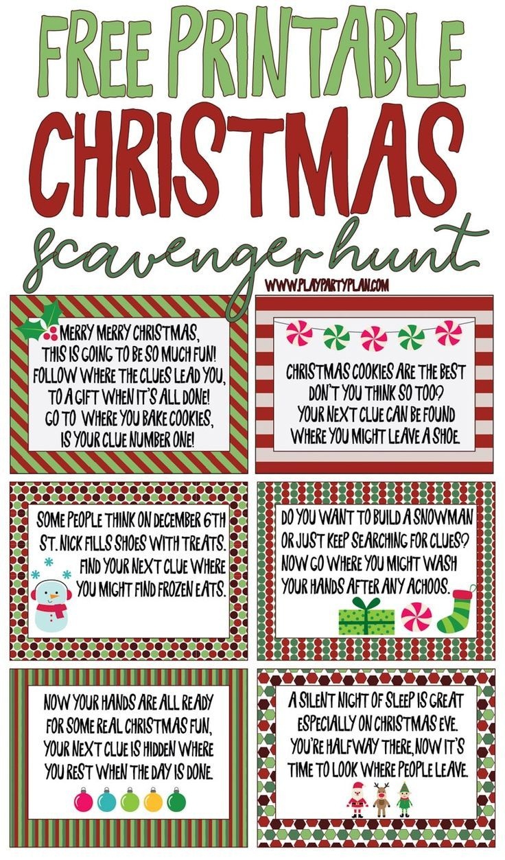 Free Printable Christmas Scavenger Hunt Clues For Kids Or For Teens - Free Printable Christmas Treasure Hunt Clues