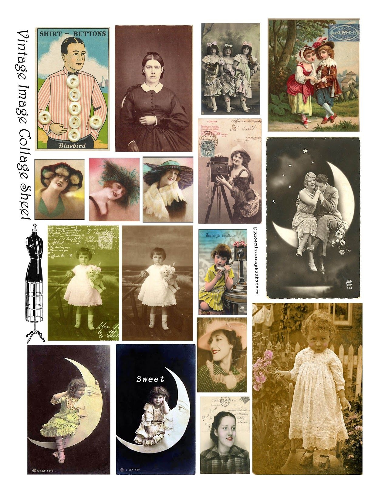 Free Printable Collage Sheets |  Free Vintage Digital Stamps - Free Printable Picture Collage