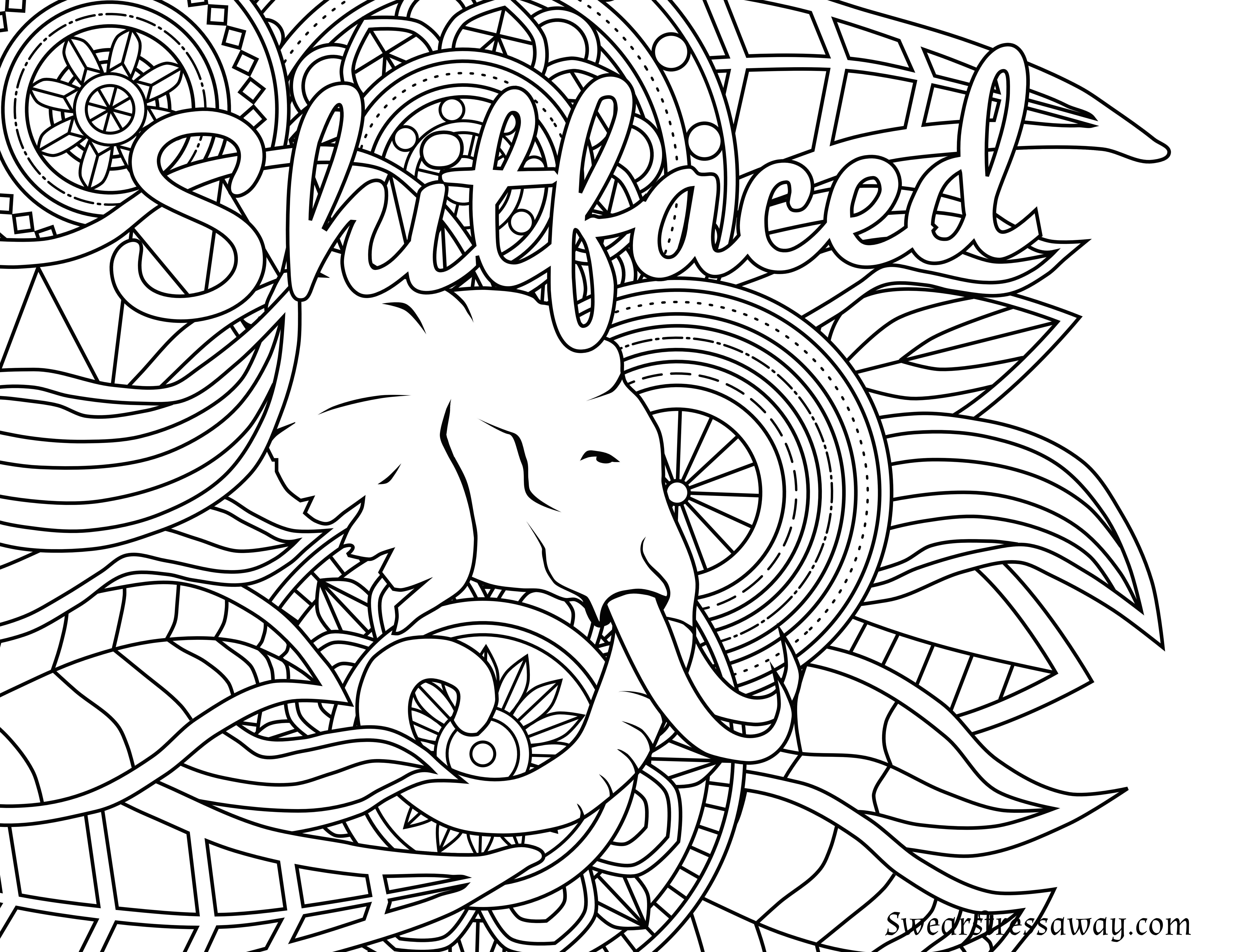 Free Printable Coloring Page - Shitfaced - Swear Word Coloring Page - Free Printable Word Coloring Pages