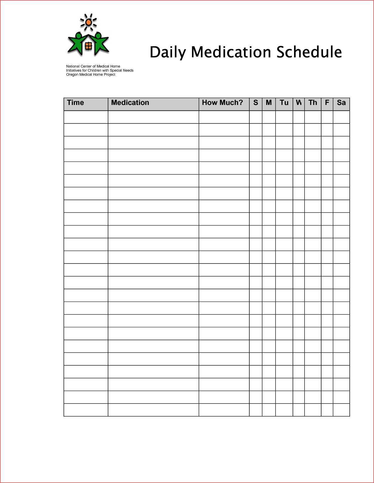 Printable Medication Time Chart