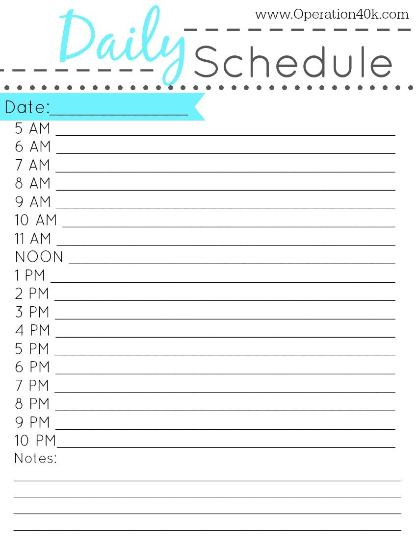 Free Printable Daily Schedule | Tips | Daily Schedule Template - Free Printable Daily Schedule