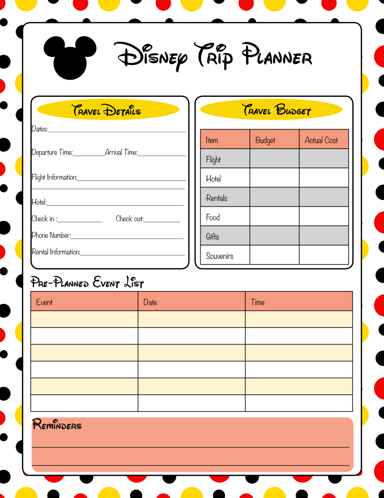 Free Printable Disney Vacation Planner | Disney Trip Planning - Free Disney Planning Binder Printables