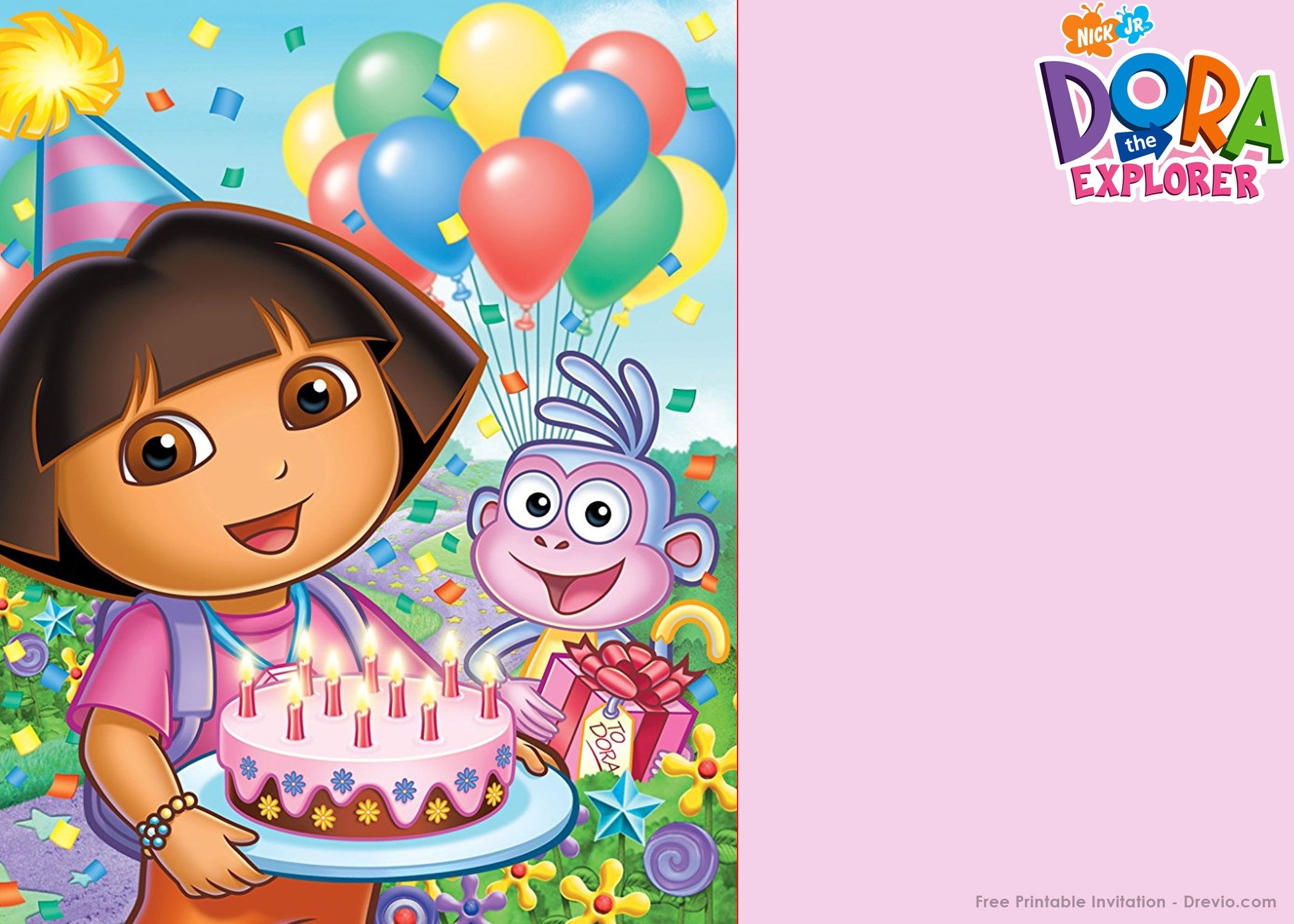 Free Printable Dora The Explorer Party Invitation | Birthday - Free Dora Party Printables