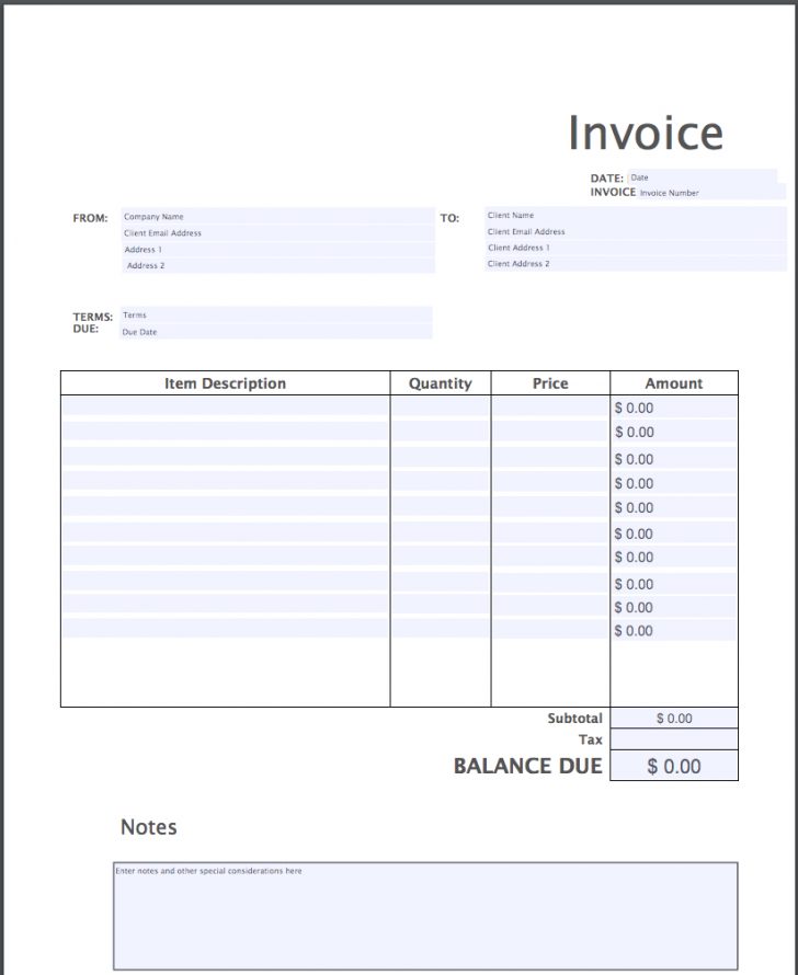 Free Printable Blank Invoice
