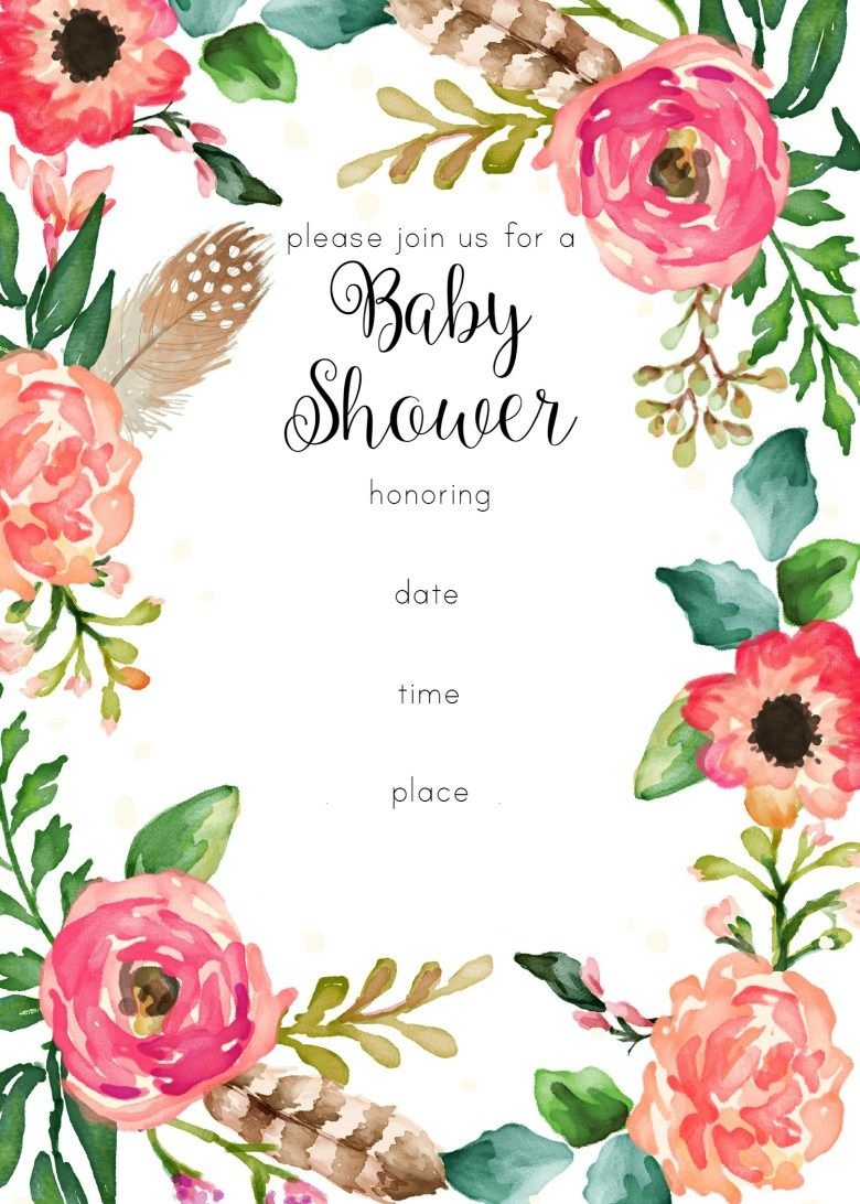 Free Printable Floral Shower Invitation | Baby Shower | Free Baby - Free Printable Baby Shower Invitations For Girls