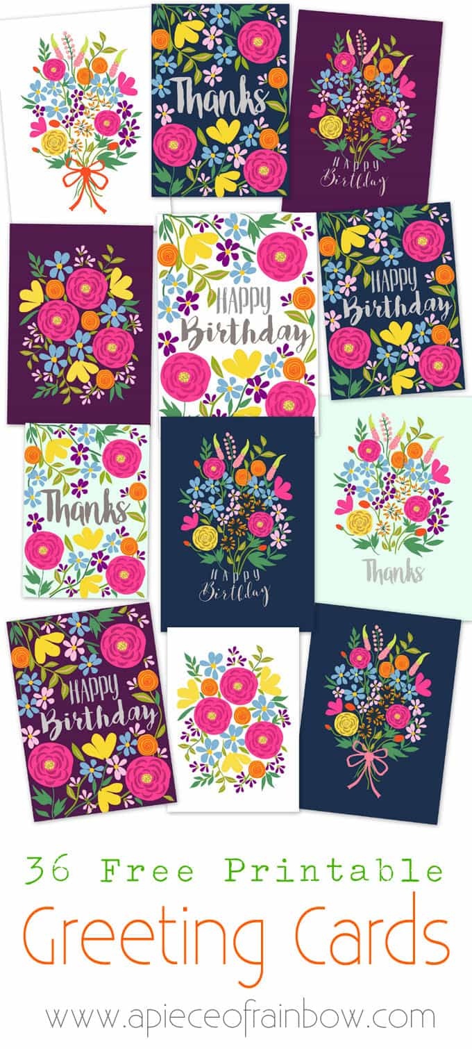 Free Printable Flower Greeting Cards - A Piece Of Rainbow - Free Printable Cards