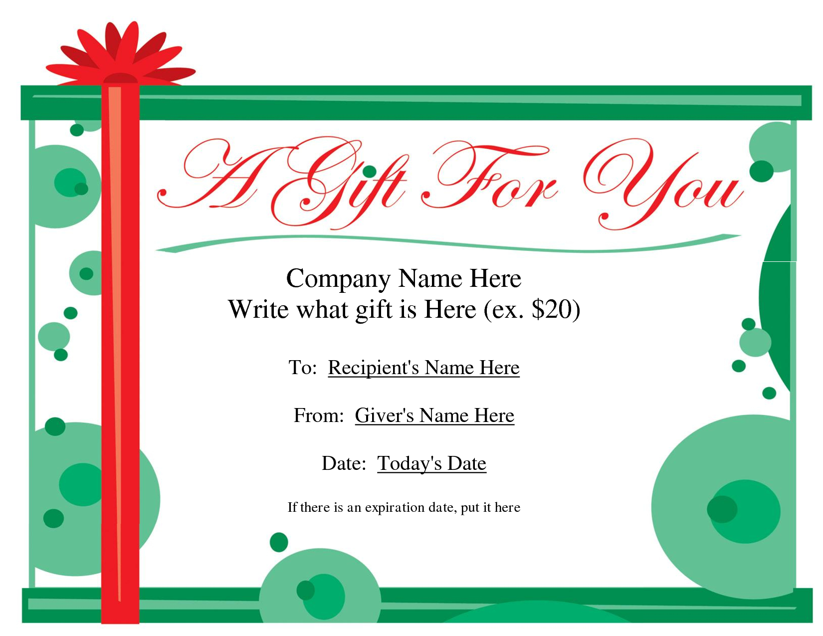 Free Printable Gift Certificate Template | Free Christmas Gift - Free Printable Gift Cards