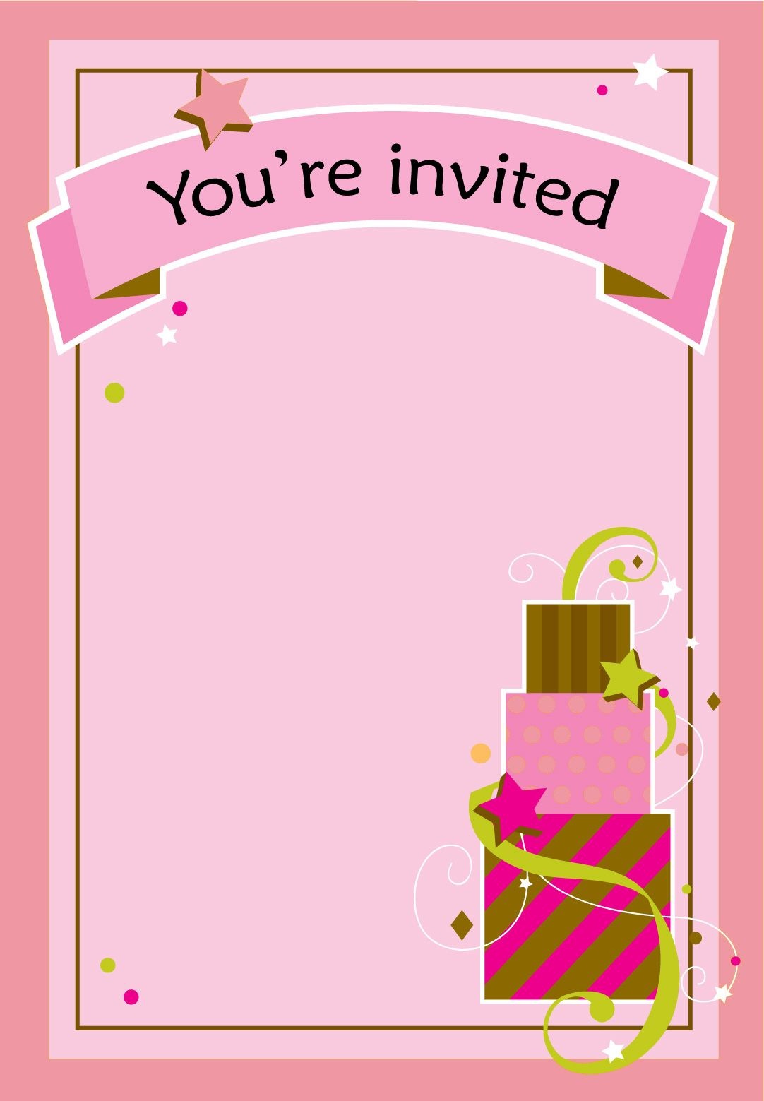 Free Printable Girl Fun Birthday Invitation | Cake &amp;amp; Cupcakes | Free - Free Printable Girl Birthday Party Invitations