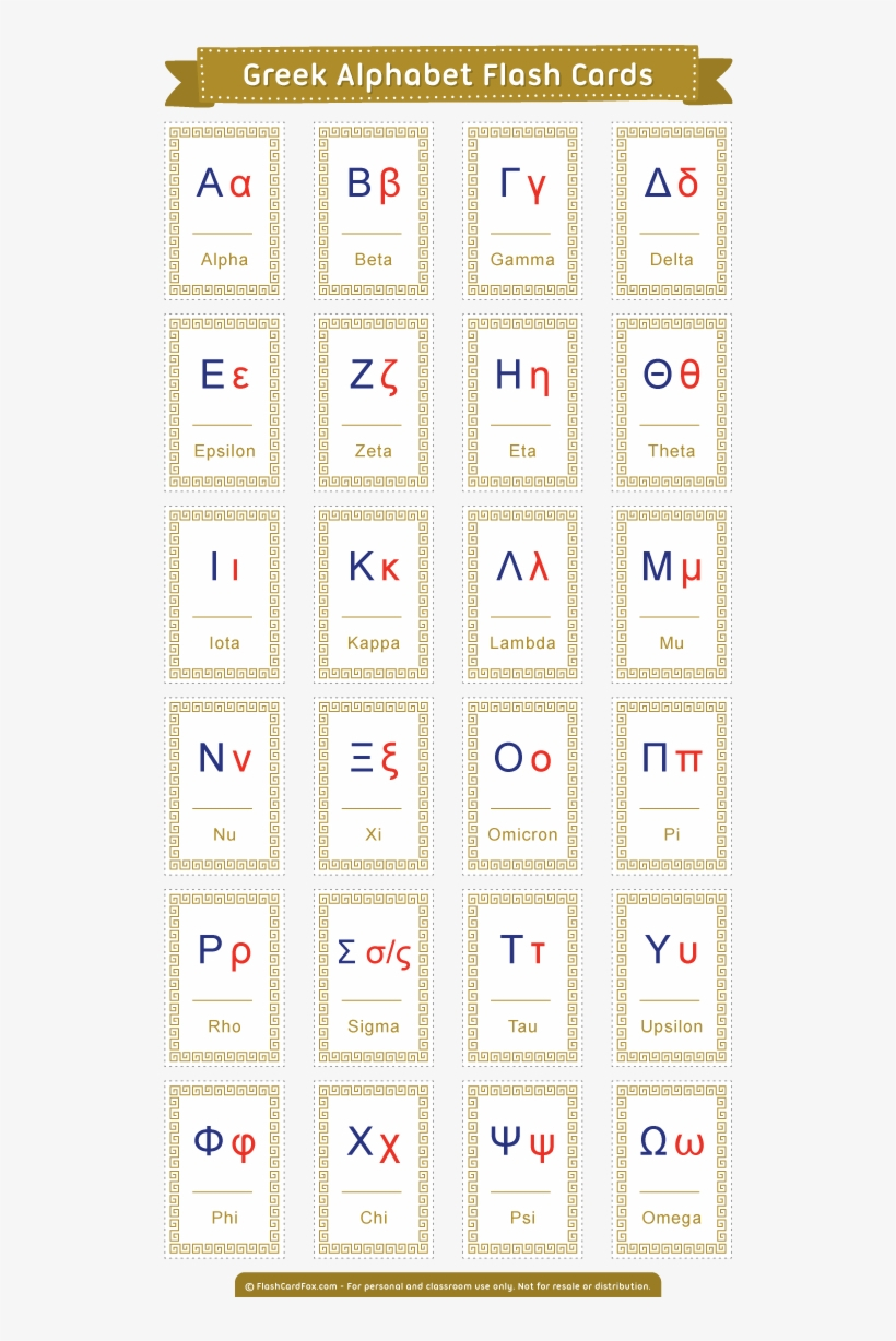 Free Printable Greek Alphabet Flash Cards - Koine Greek Alphabet - Free Printable Greek Letters
