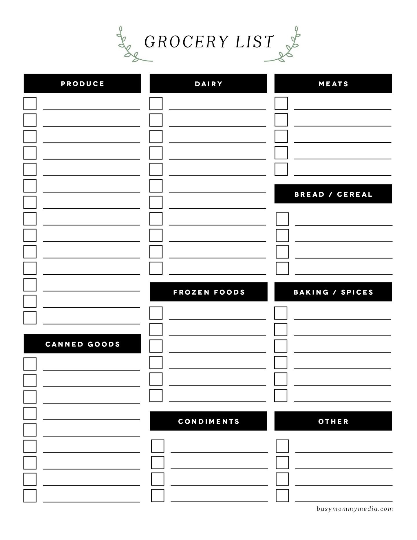 Free Printable Grocery List | Organizing Ideas | Grocery List - Free Printable Grocery List