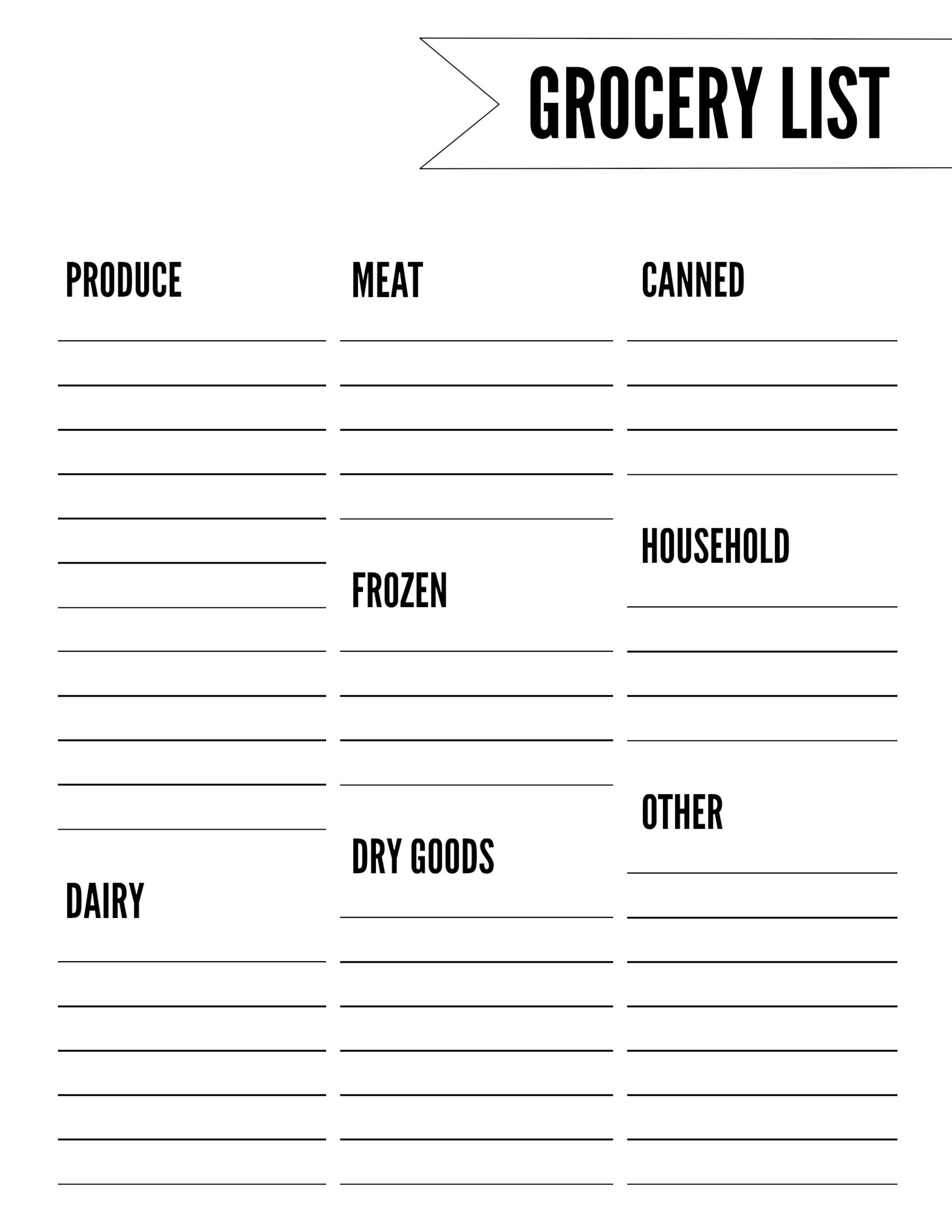 Free Printable Grocery List Template - Paper Trail Design - Free Printable Grocery List