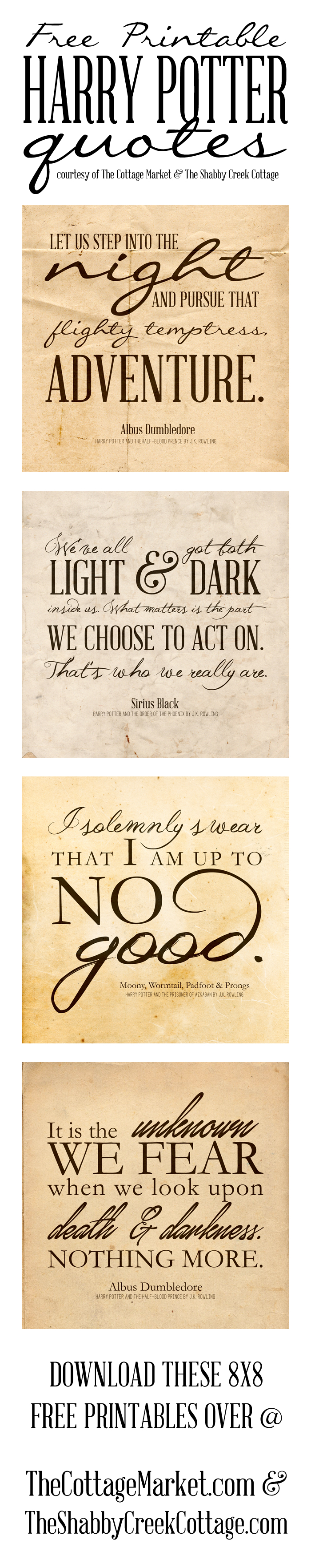 Free Printable Harry Potter Quotes | The Cottage Market - Free Printable Harry Potter Posters