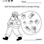 Free Printable Holiday Worksheets | Kindergarten Santa Counting   Free Printable Christmas Worksheets For Kids