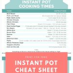 Free Printable Instant Pot Cheat Sheet | Free Printables | Instant   Free Printable Instant Pot Cheat Sheet