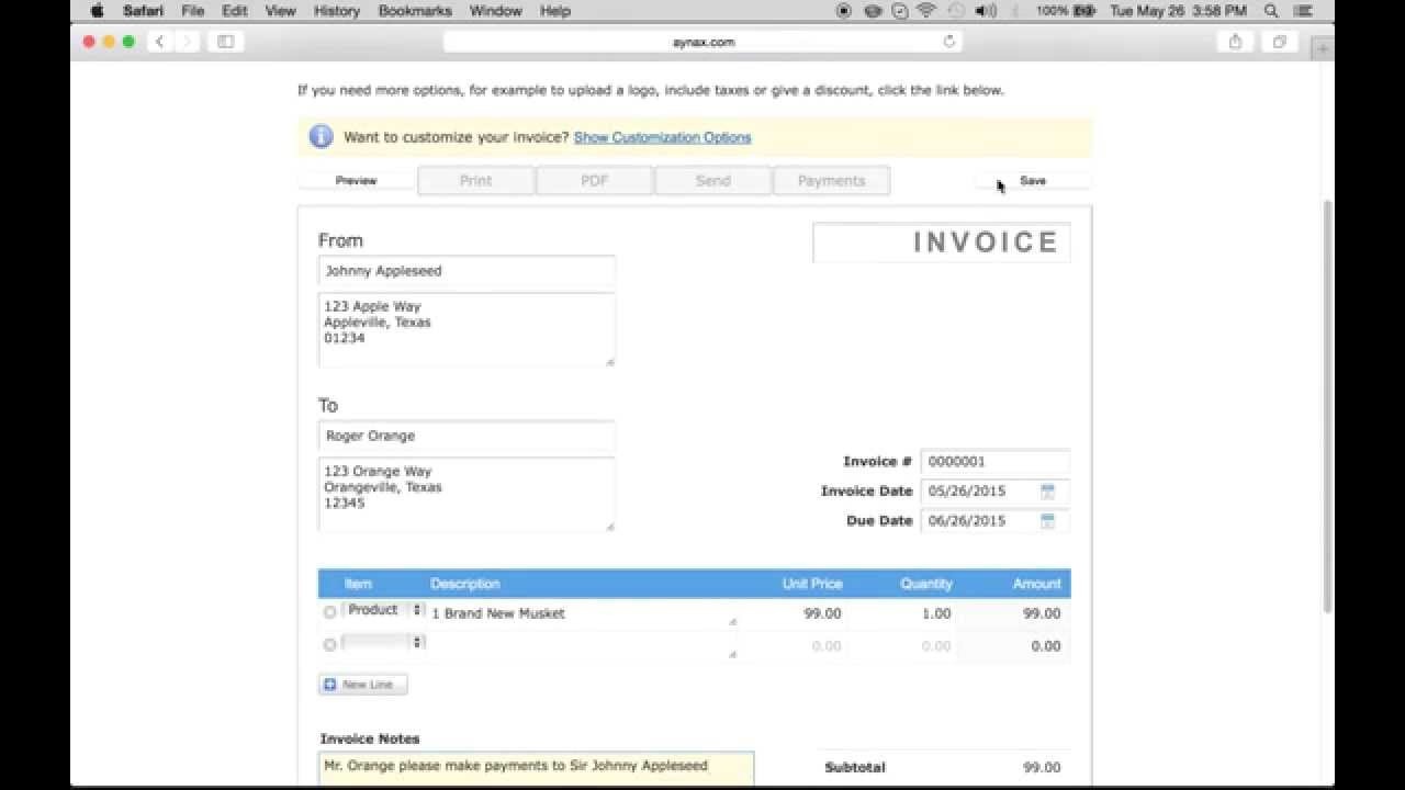 aynax invoice