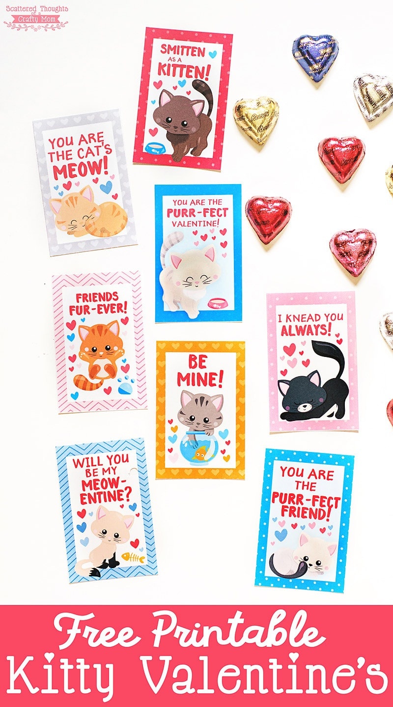 Free Printable Kitten Valentines - Scattered Thoughts Of A Crafty - Free Printable Cat Valentine Cards