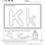 Free Printable Letter K Coloring Worksheet For Kindergarten   Free Printable Letter K Worksheets
