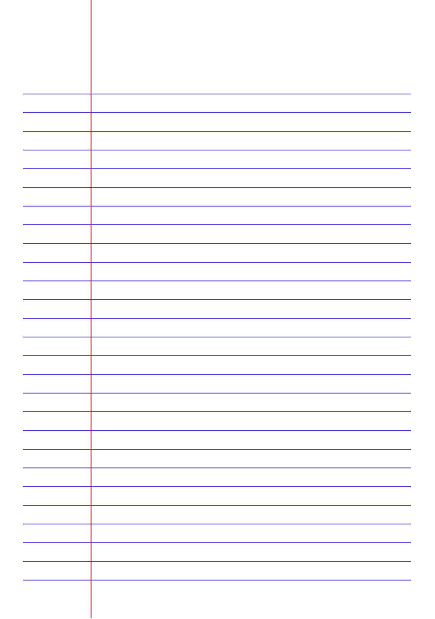 Printable Lined Paper Template