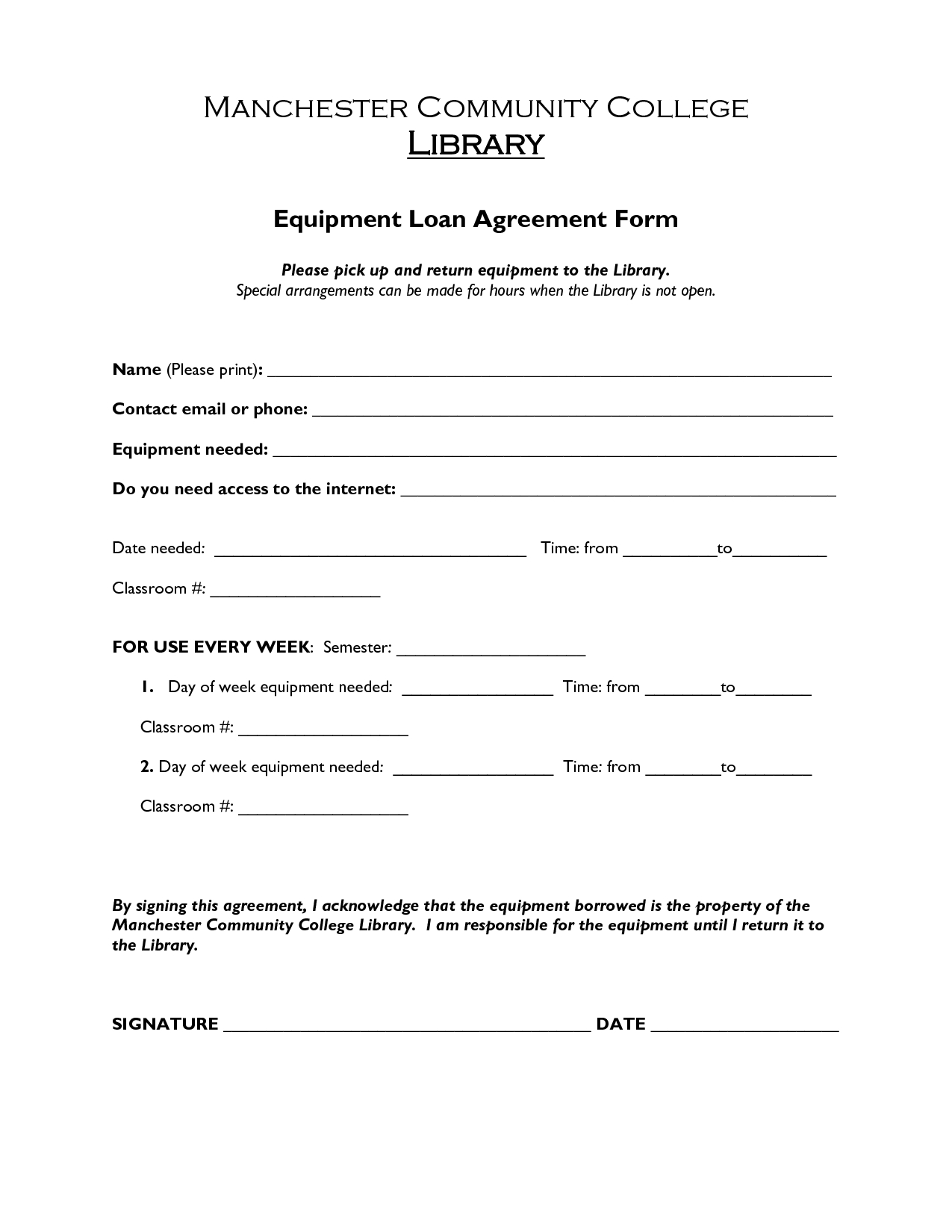 Free Printable Loan Agreement Form Form (Generic) - Free Printable Loan Forms