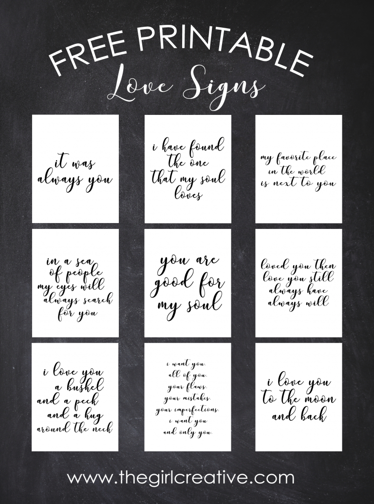 Free Printable Love Signs | For The Home | Wedding Quotes, Wedding - Cards Sign Free Printable