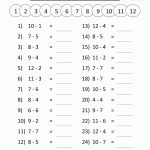 Free Printable Math Sheets Mental Subtraction To 12 2 | Výuka | 1St   Year 2 Maths Worksheets Free Printable