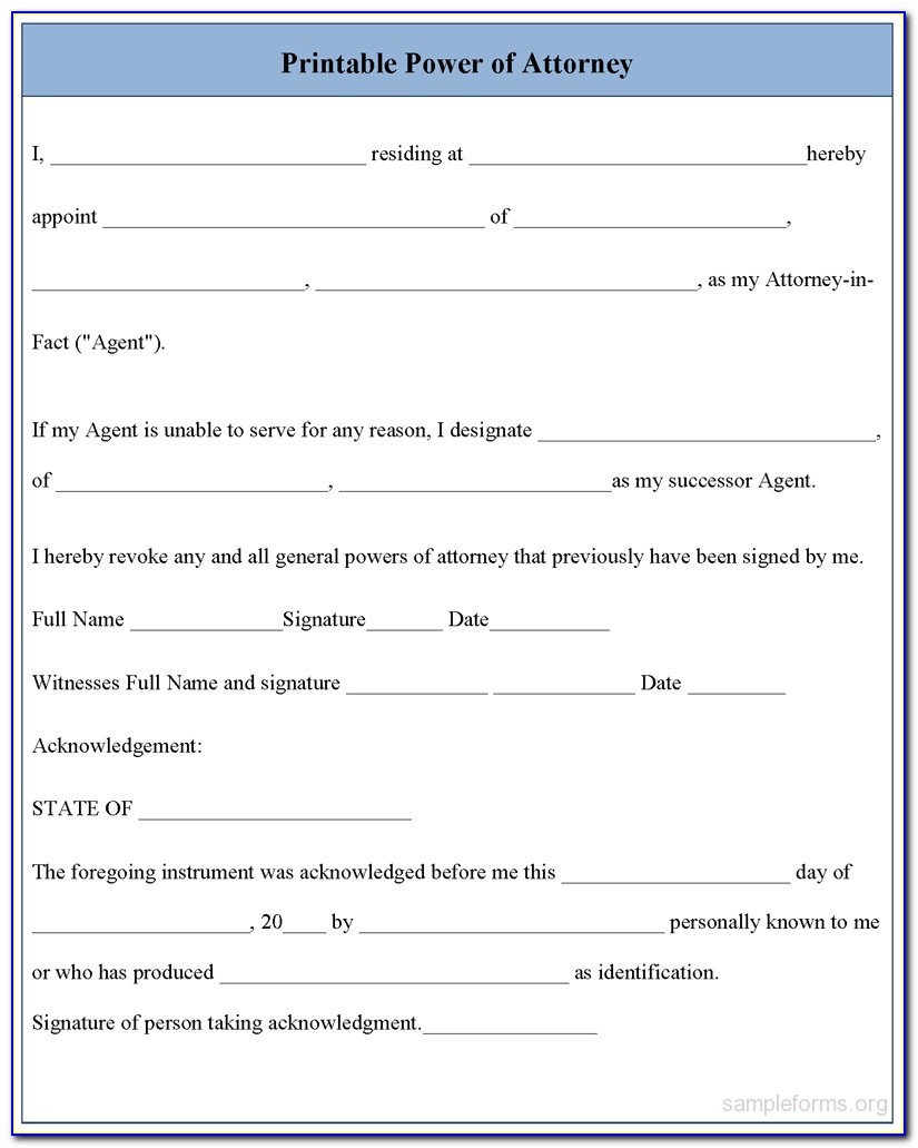 Blank Printable Medical Power Of Attorney Forms