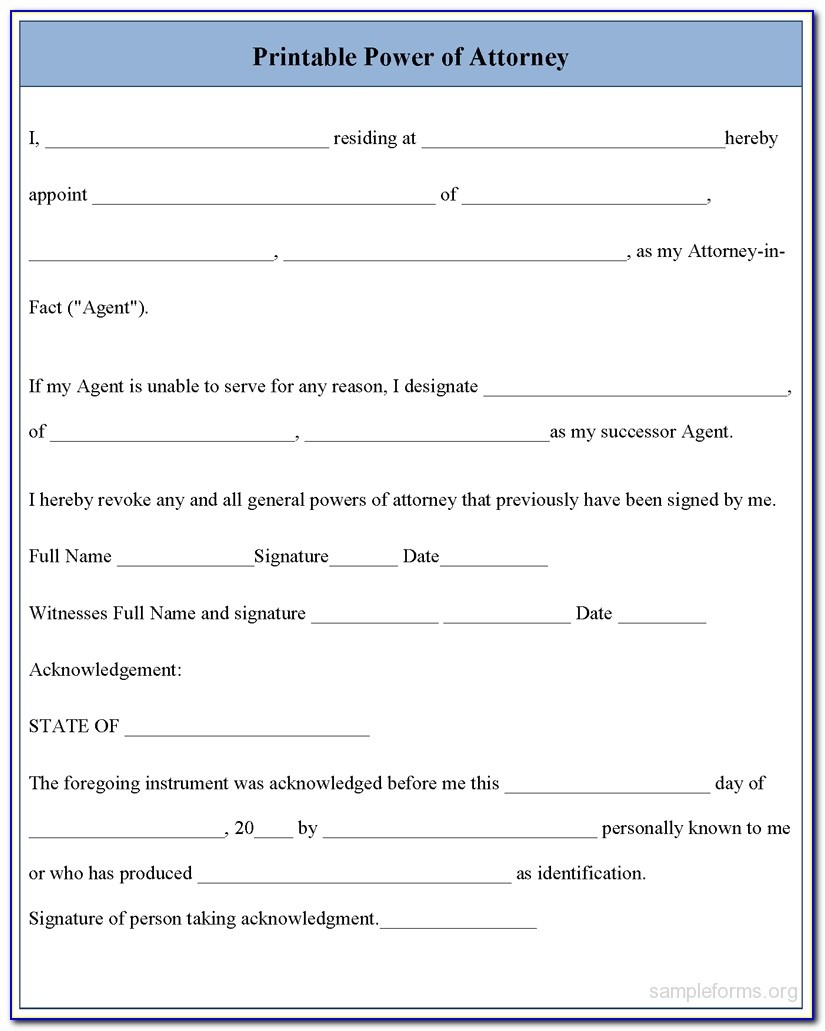 Power Of Attorney Forms Free Printable Printable Forms Free Online