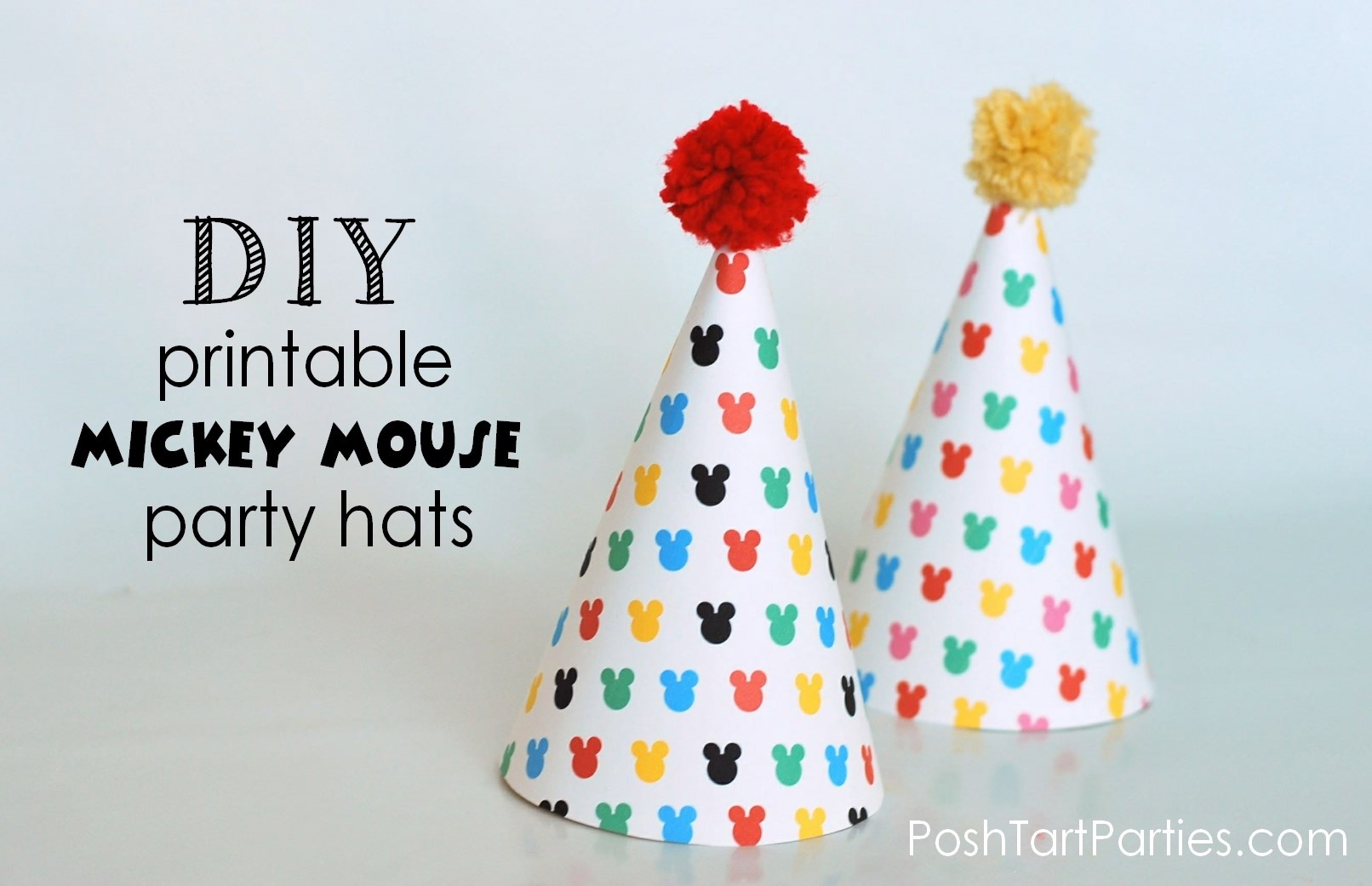 Free Printable Mickey &amp; Minnie Mouse Party Hats | Posh Tart - Free Printable Party Hat