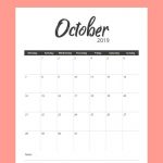 Free Printable Minimal Calendar 2019 | Calendar | Minimal Calendar   Free October Printables