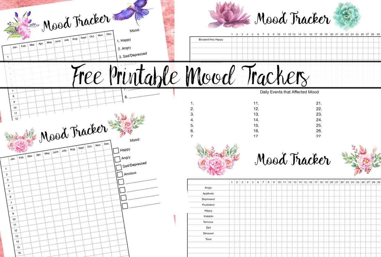 Free Printable Mood Tracker- 4 Mood Tracker Charts - Free Mood Tracker Printable