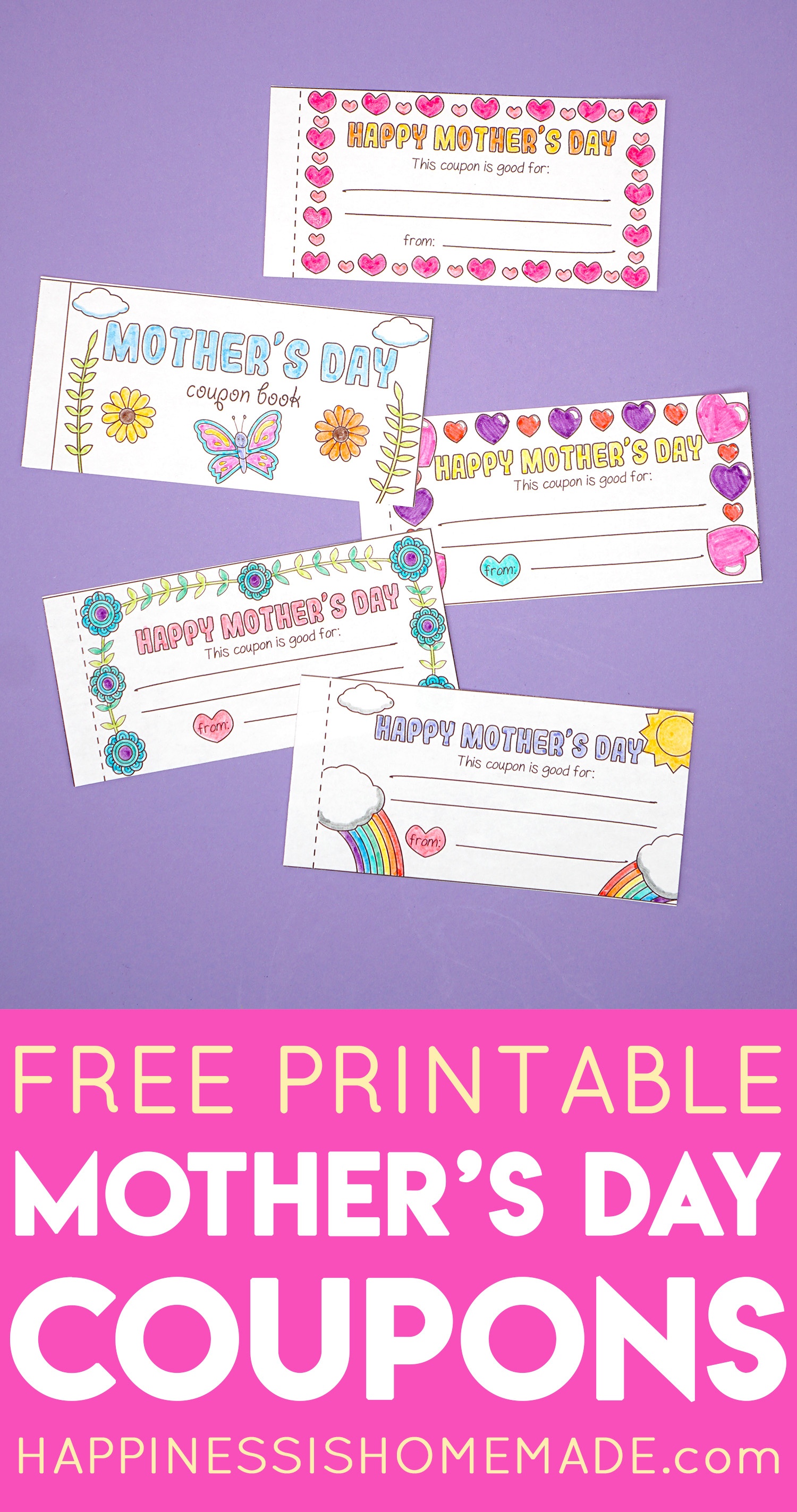 Free Printable Mother&amp;#039;s Day Coupons - Happiness Is Homemade - Free Printable Homemade Coupon Book