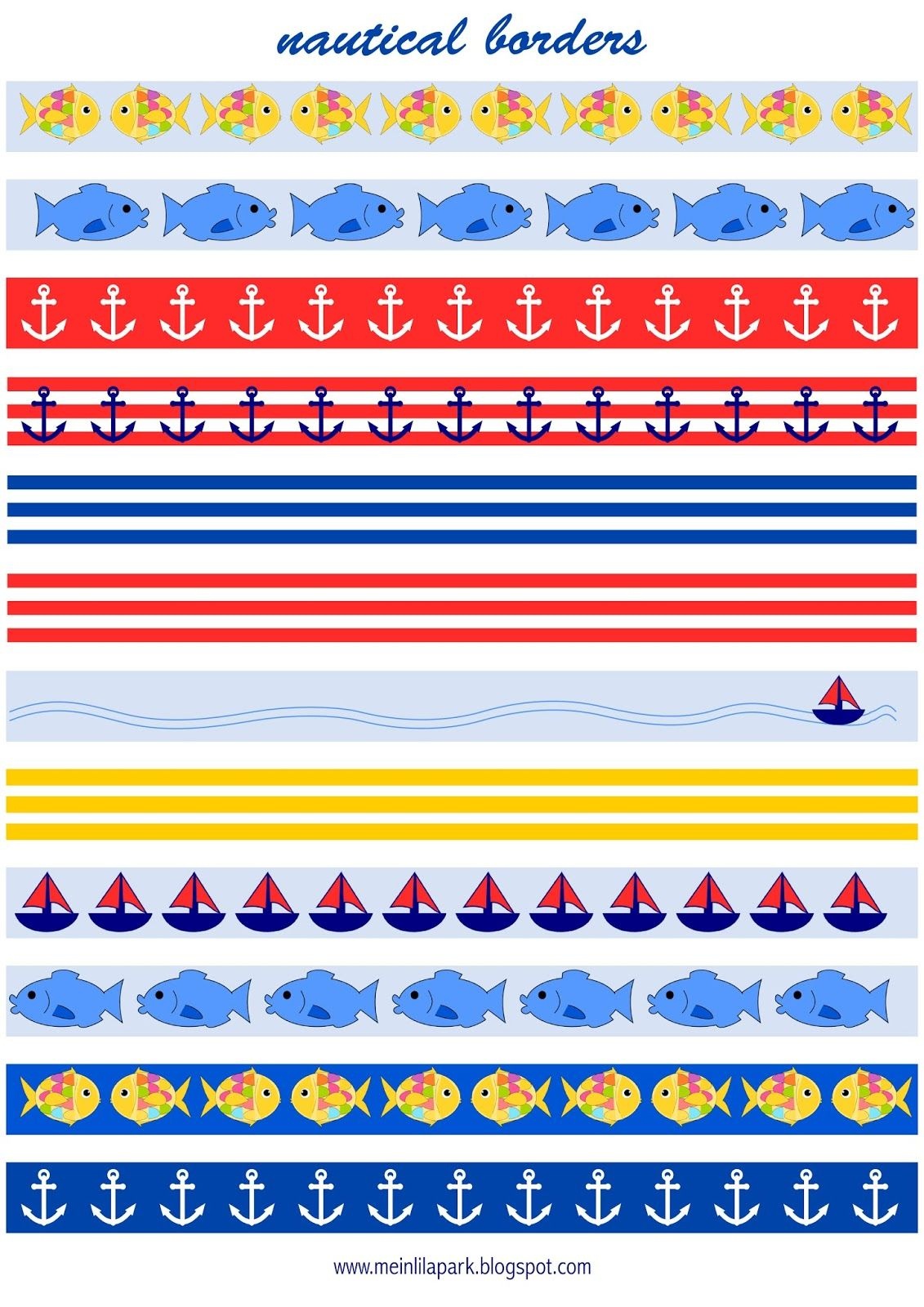Free Printable Nautical Planner Stickers : Borders - Fake Masking - Free Printable Borders For Scrapbooking