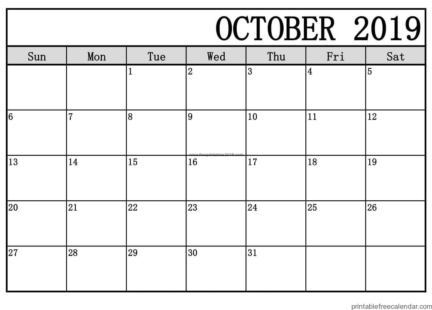 Free Printable October 2019 Calendar Templates | Free Printables 2019 - Free October Printables