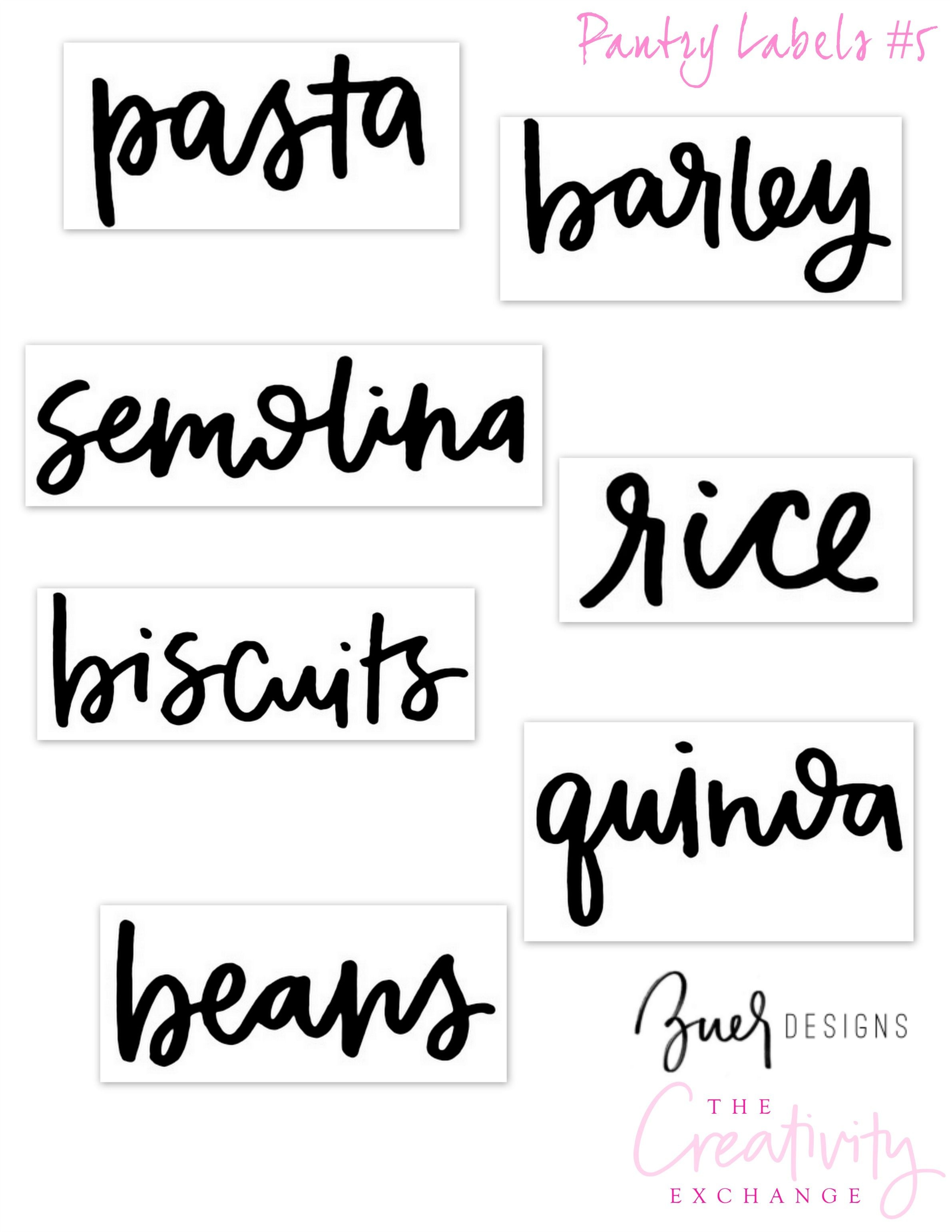 Free Printable Pantry Labels Hand Letteredzuer Designs. Print On - Free Printable From The Kitchen Of Labels