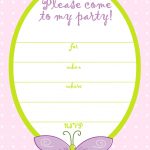 Free Printable Party Invitations: Free Pink Butterfly Girls Birthday   Free Printable Birthday Invitations For Girl