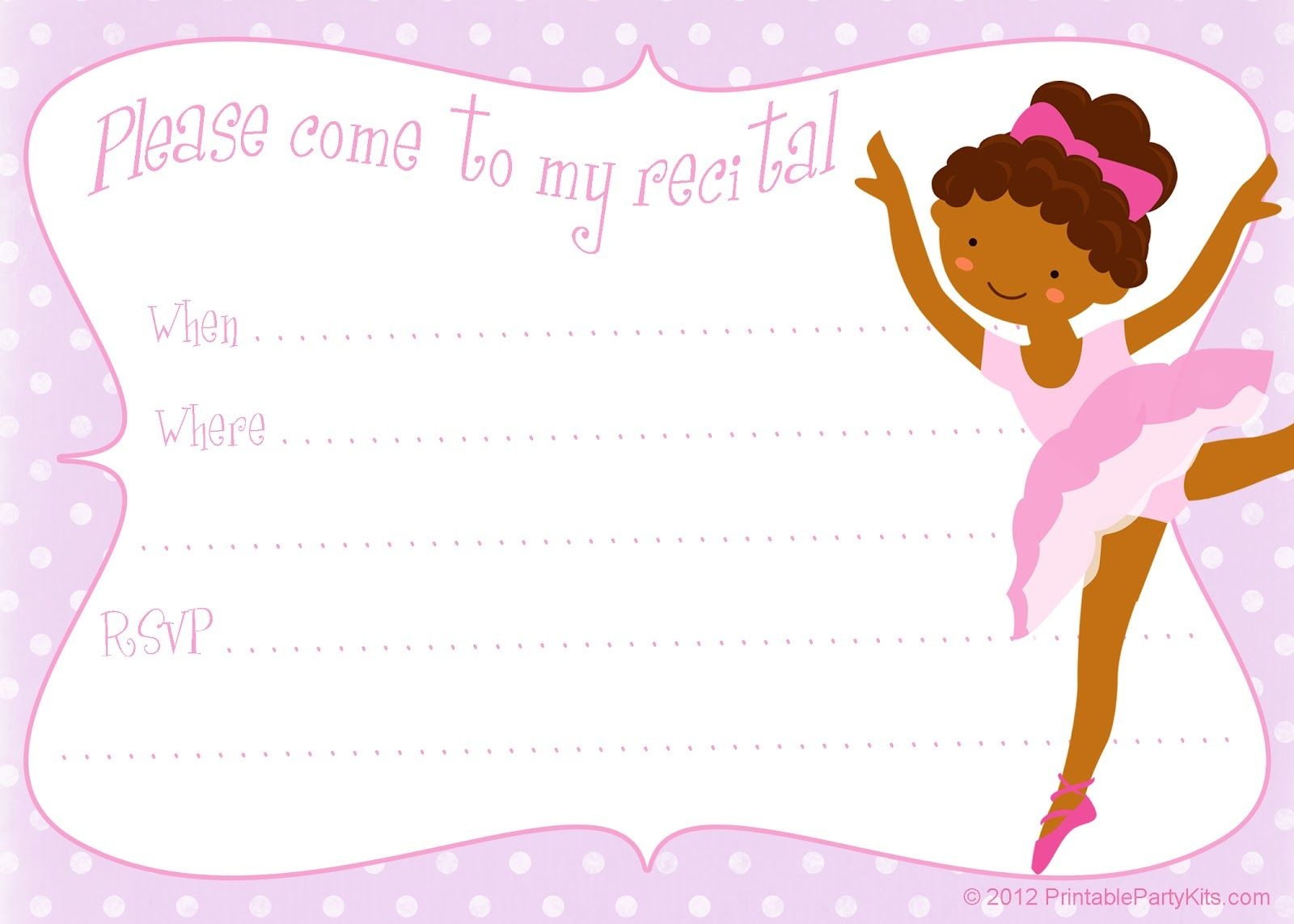 Free Printable Party Invitations: Printable Dance Recital - Free Printable Dance Recital Cards